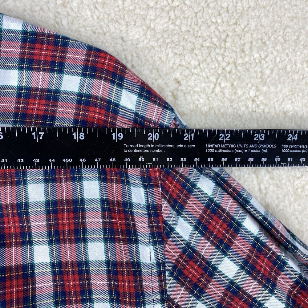 Old Navy Button Down Shirt Men XXL Red White Navy Blue Excellent Slim Fit Plaid - Picture 8 of 13